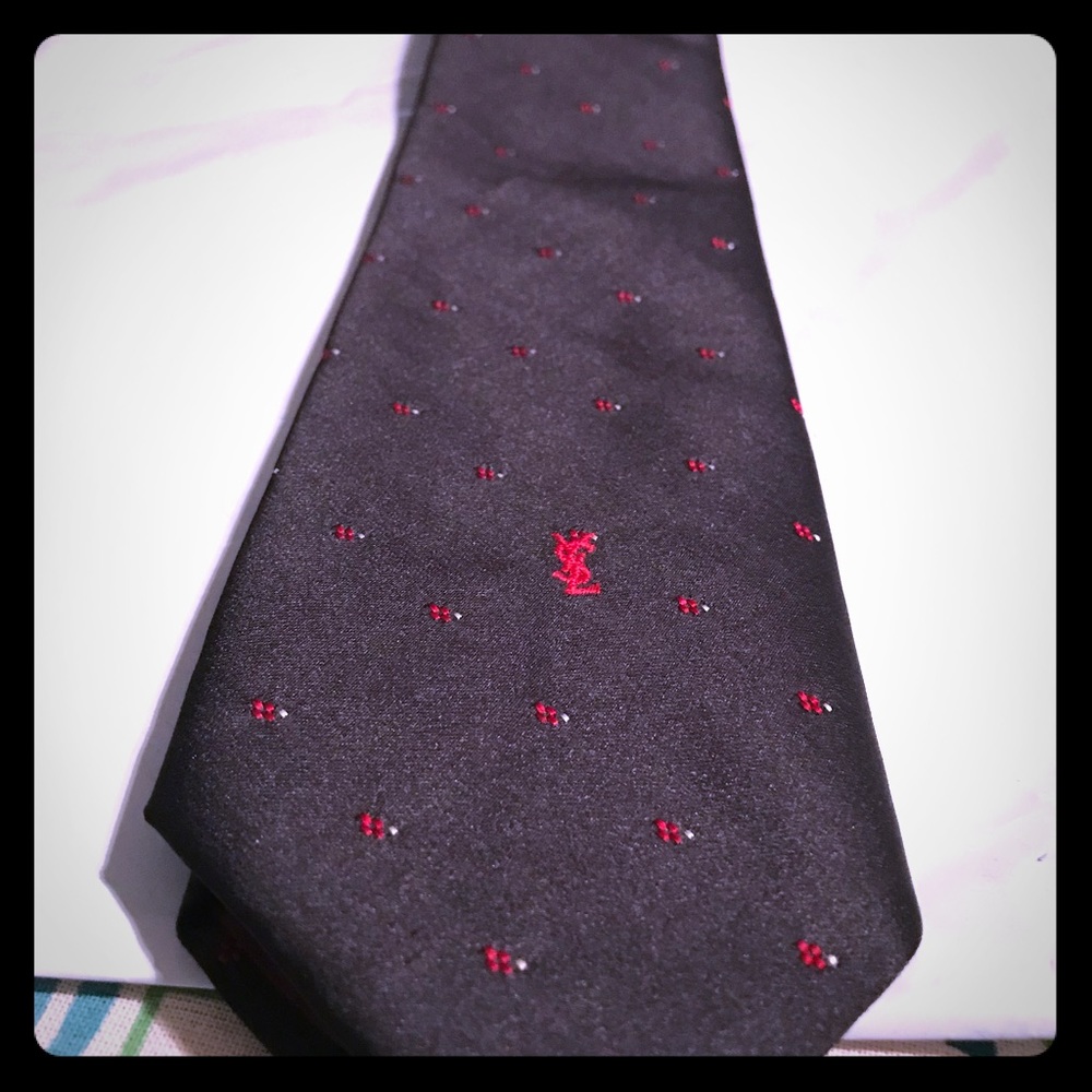 Yves Saint Laurent Black & Crimson Necktie!